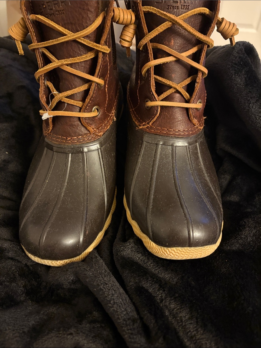 Sperry Women’s Brown and Black Duck Boots - Classic Waterproof Style # STS91176